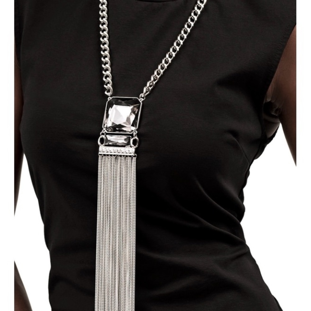 Paparazzi silver black stone necklace